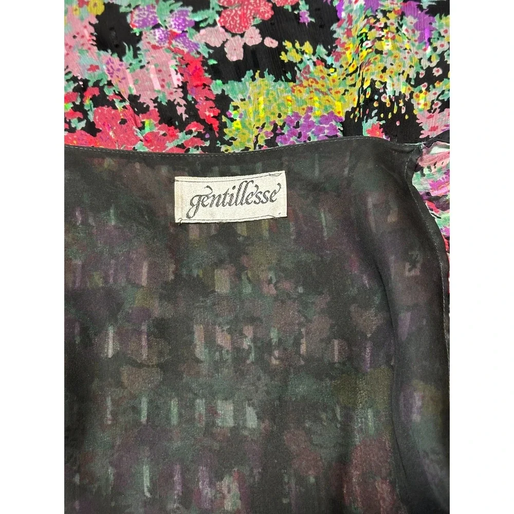 Vintage 80's Diane Dickinson‎ for Gentillesse Silk Floral Wrap Dress Size Medium